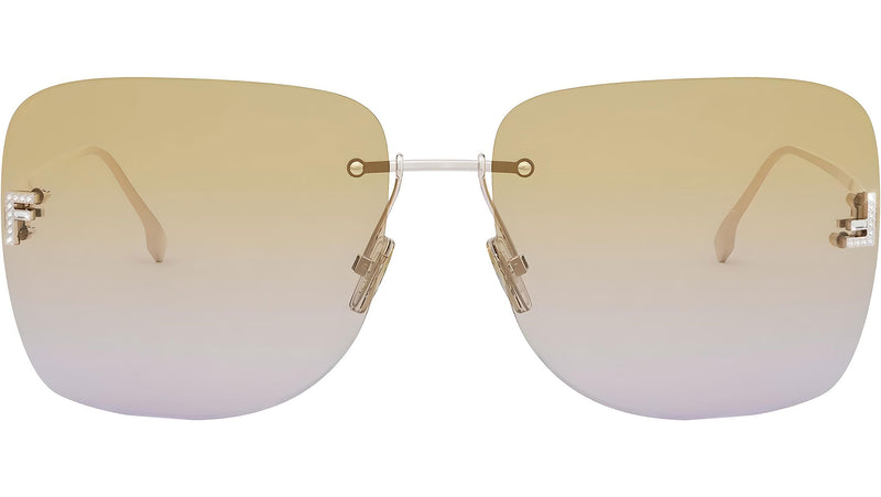 Fendi First Crystal Rose Gold Geometric Sunglasses