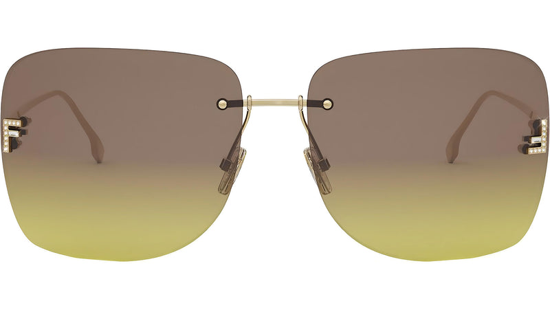 Fendi First Crystal Endura Gold Geometric Sunglasses