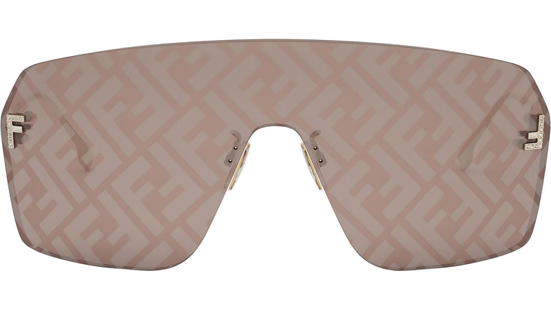 Fendi First Crystal Gold Rectangular Sunglasses